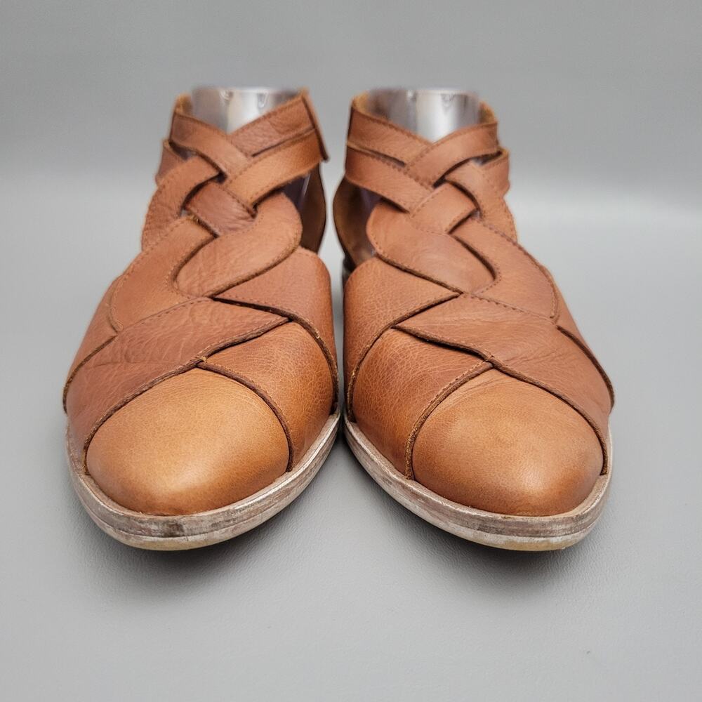 Free People Tan Leather Braided Cutout Sandals - Picture 7 of 12